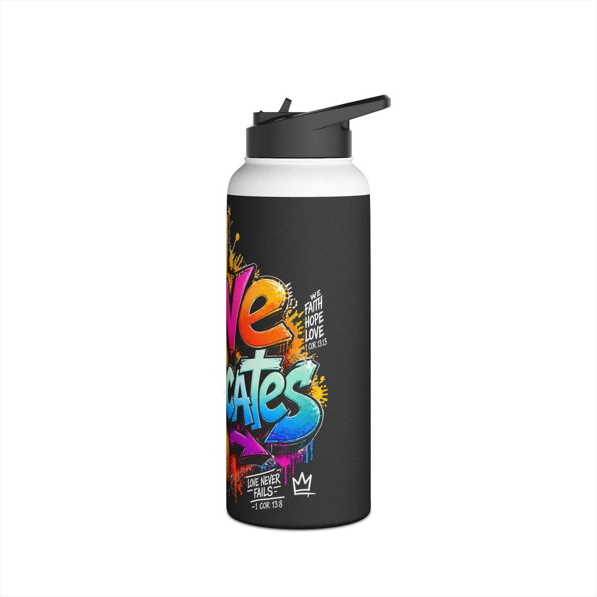 Love Advocates Christian Stainless Steel Water Bottle (18oz, 32oz)