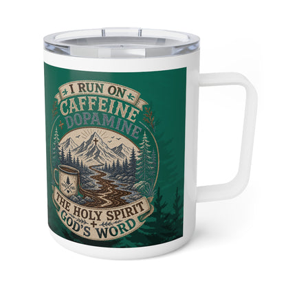 Caffeine, Dopamine & the Holy Spirit Christian Coffee Insulated Travel Mug (10 oz)